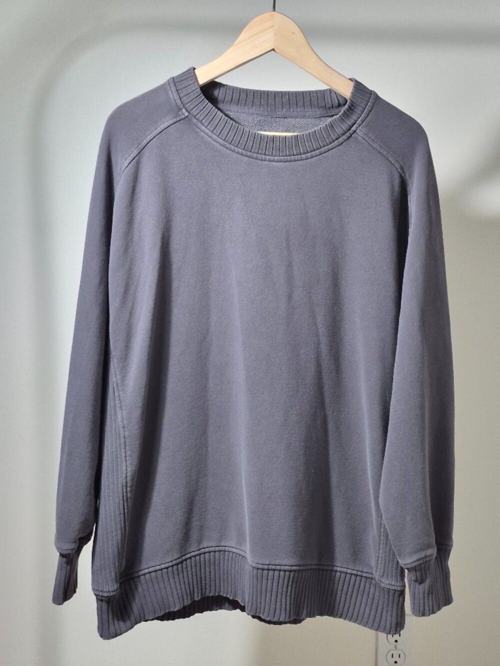 Aerie Oversized Sweatshirt M Women’s Gray Washed Crewneck Ribbed Pullover
